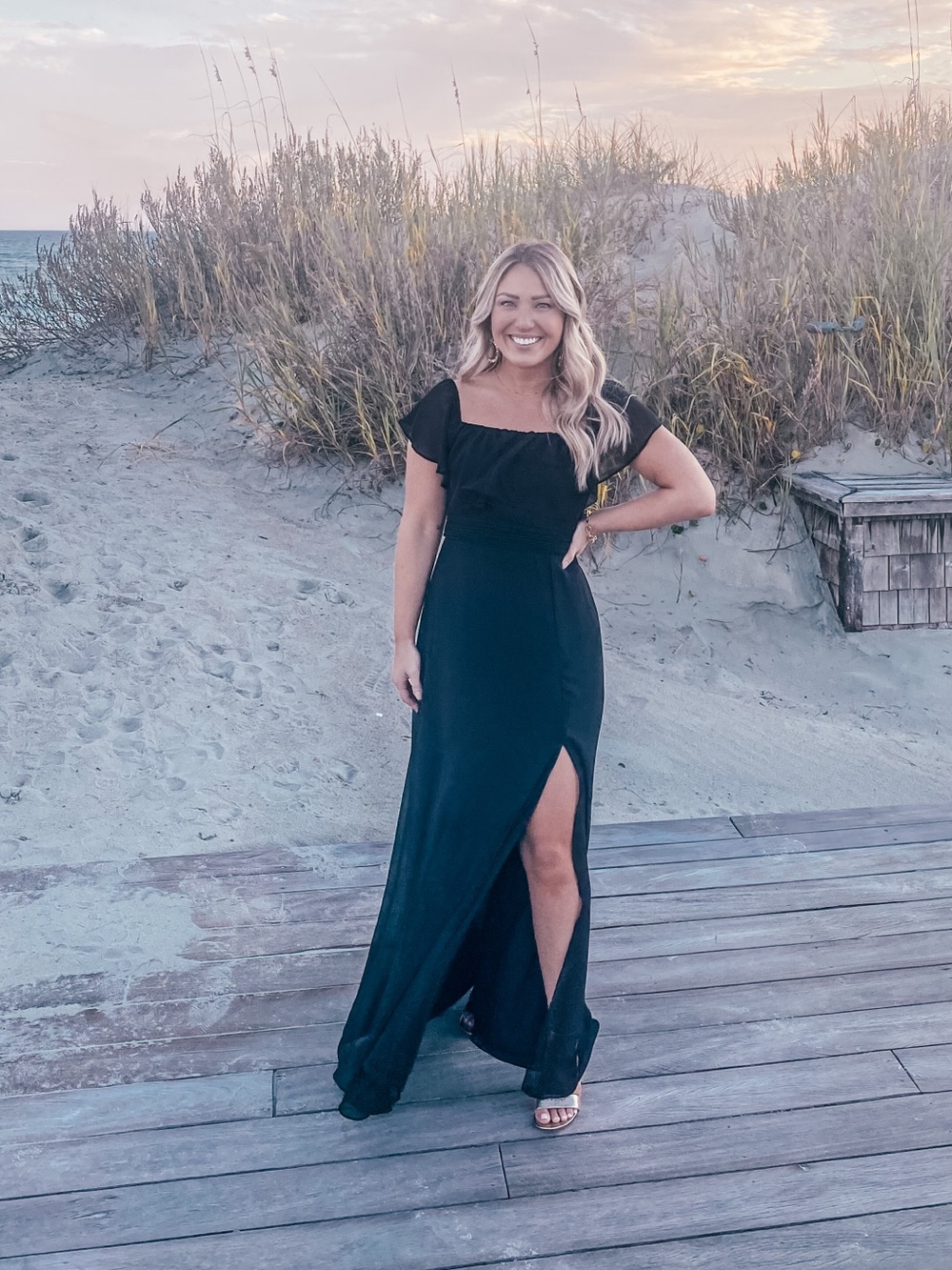 Off the shoulder Black Maxi formal Dress